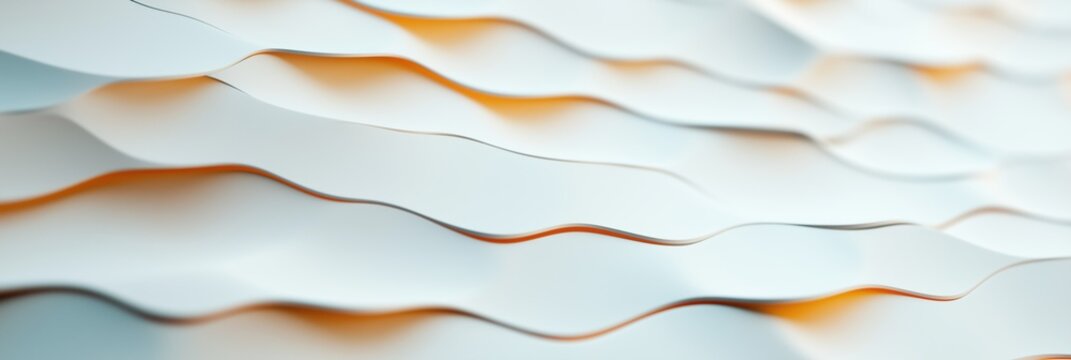 The image is a close up of a white and orange wave. The wave is made up of many small lines that are all connected to each other. The image has a calming and peaceful mood