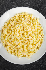 grated cheese mozzarella for pizza cheese fine fresh tasty food dish gourmet food background on the table rustic food top view copy space