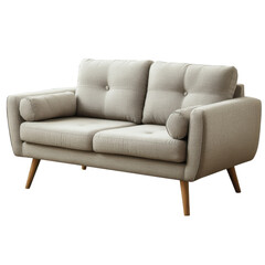 Fototapeta premium Elegance in Comfort: A modern, minimalist sofa, with clean lines and a neutral tone, isolated on transparent or white background, png, The sofa is perfect for a stylish living room.