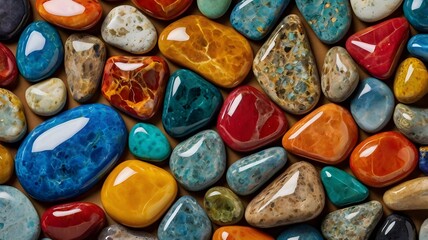 Colourful glossy stones vibrant and shiny gemstone designs