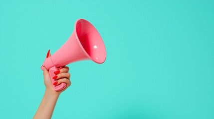 woman holding a pink megaphone