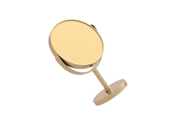 Golden makeup mirror isolated on white background. 3d render