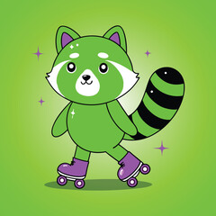 Funny cartoon animal characters with a green caterpillar, in a cute and playful nature scene, designed in a fun vector art style