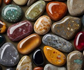 Colourful glossy stones vibrant and shiny gemstone designs