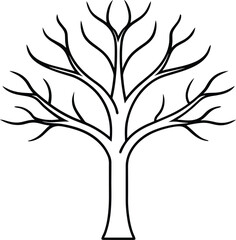 Obraz premium Bare Tree Line Art Vector – Minimalist Leafless Tree Illustration