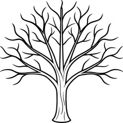 Intricate Bare Tree Line Art Vector &ndash; Minimalist Leafless Tree Illustration