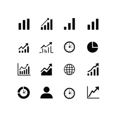 business icons, finance symbols black and white, simple design, vector graphics