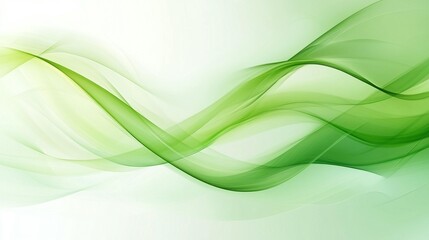 Abstract green wave design on white background.