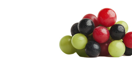 a bunch of colorful grapes with mixed red, green, and black.