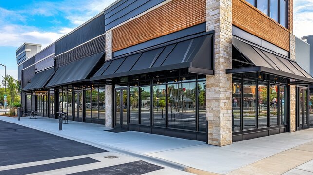 Prime mixed-use building featuring storefront and awning.