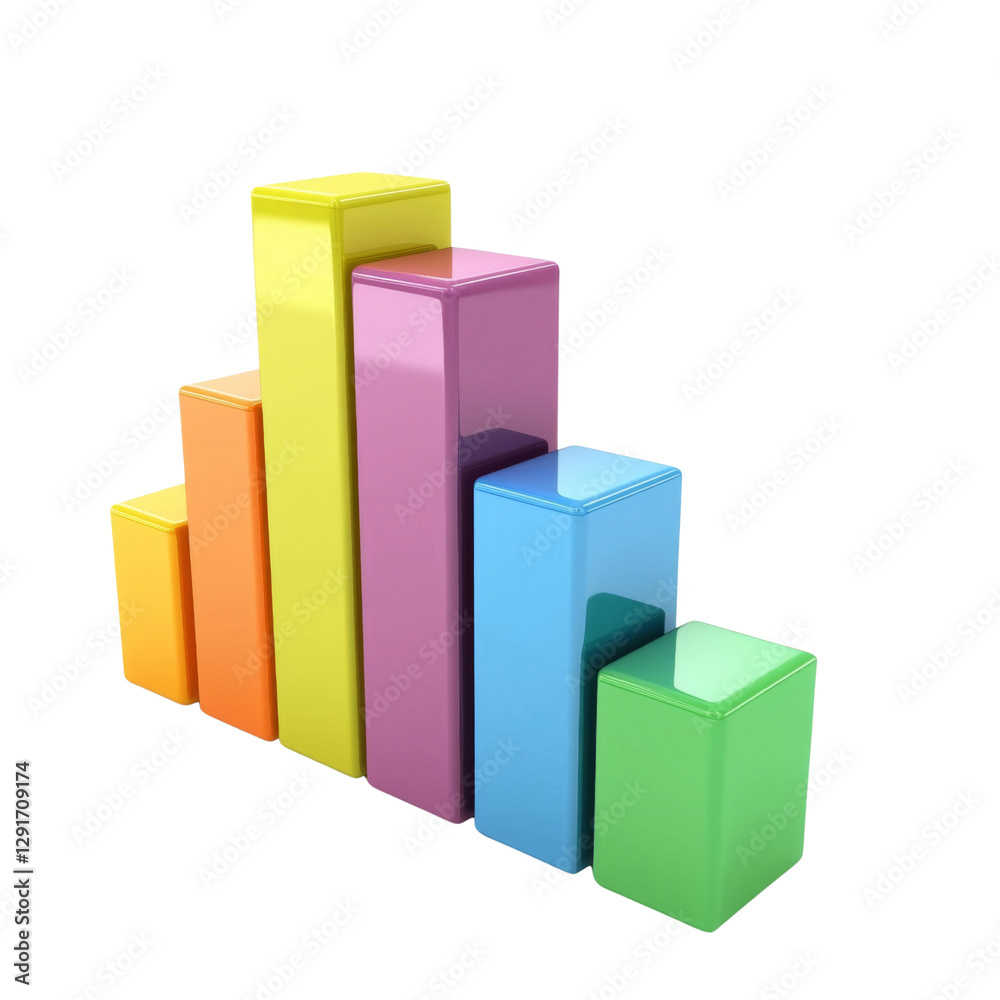 Fototapete colorful 3d bar graph representing data visualization, showcasing various heights and vibrant colors