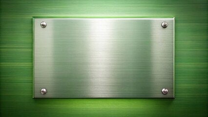 Brushed Metal Plaque on a Verdant Surface A Clean, Modern Design Element for Presentations or Announcements