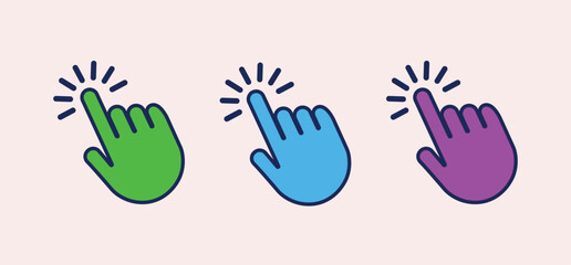 Clicking finger on white background. Vector Clicking finger