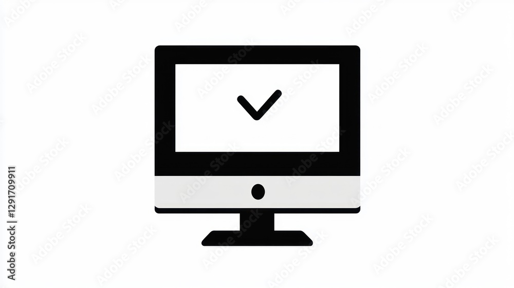 Poster simple computer monitor with check mark