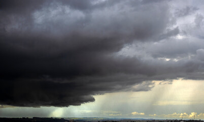 Dark clouds and rainy over the rural area Brazil
