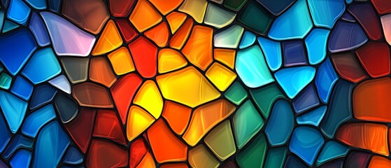Abstract Colorful Stained Glass Mosaic Wall Mural Background