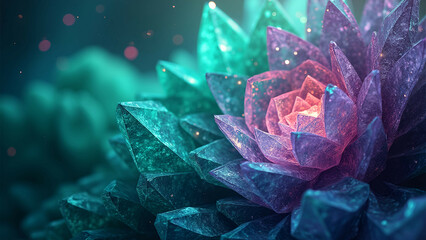cosmic geometry: teal, purple crystal polygons