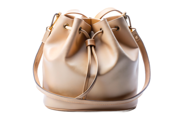 Stylish Two-Tone Bucket Bag - Modern Shoulder Bag with Drawstring Closure