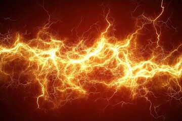 赤い背景にひび割れる閃光が走る様子を強調したエネルギーの流れ