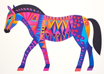Obraz premium brightly colored horse with a black mane and a colorful pattern