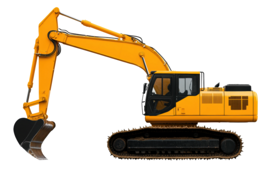 Crane equipment with extended arm ready for work, cut out