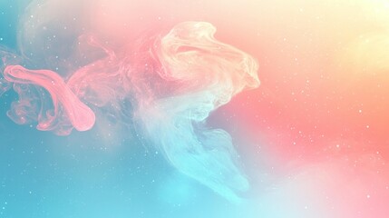 Abstract pastel colored ink swirls in water, resembling a nebula.