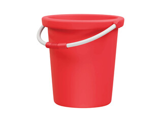 Red Plastic Bucket icon 3d render illustration