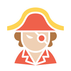Pirate icon in flat color style