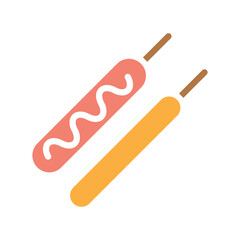 Hotdog icon in flat color style