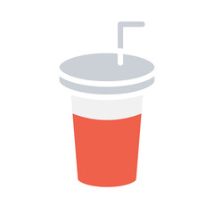 Plastic cup icon in flat color style