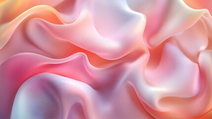 Obraz premium Abstract pastel pink, orange, and white flowing fabric texture.