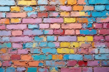 Fototapeta premium a colorful brick wall with paint on it
