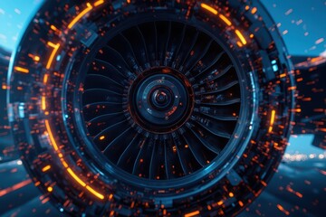 an airplane engine is shown in motion