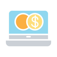 Online investment icon in flat color style