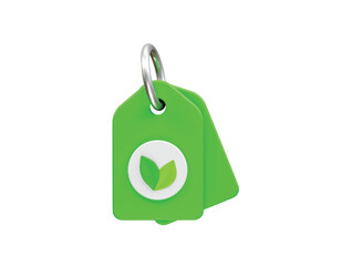 Eco-Friendly Product Tags icon 3d render. Leaf tag icon 3d render
