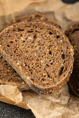 appetizer, background, bake, bakery, bread, bread pieces, breakfast, buckwheat, cereal, cereal bread, closeup, cook, cooking, crust, cuisine, diet, eating, food, food background, fresh, gourmet, grain