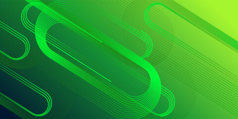 Abstract modern bright green gradient background with glowing neon circle lines element and halftone dots decoration. Trendy simple texture creative design. Suit for presentation, website