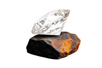 Fototapeta premium Elegant diamond resting on a polished rock, cut out