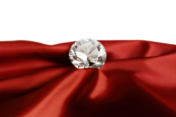 Beautiful diamond on red satin fabric, cut out