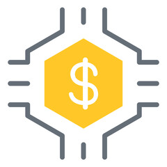 Blockchain icon in flat color style