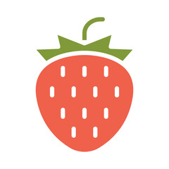 Strawberry icon in flat color style