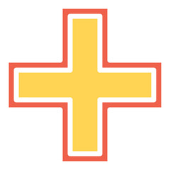 Obraz premium Plus, Positive, Cross, Add icon in flat color style