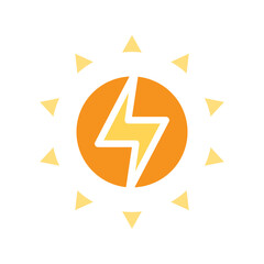 Solar energy icon in flat color style
