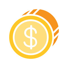 Coin icon in flat color style