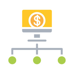 Blockchain icon in flat color style