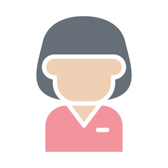 Woman icon in flat color style