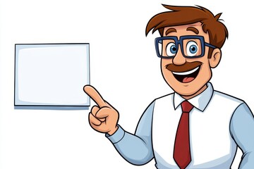 a 2D cartoon illustration of a teacher explaining a lesson with a whiteboard, clear and engaging, white background