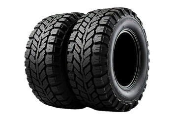 Collection of Car tires isolated transparent white background.