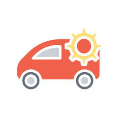 Smart car icon in flat color style