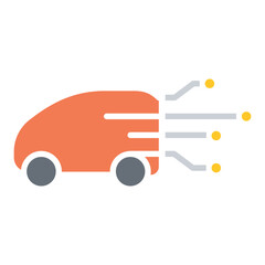 Smart car icon in flat color style